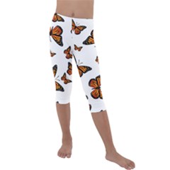 Monarch Butterflies Kids  Lightweight Velour Capri Leggings  by SpinnyChairDesigns