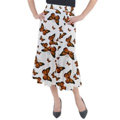 Monarch Butterflies Midi Mermaid Skirt by SpinnyChairDesigns