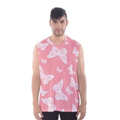 Pink And White Butterflies Men s Basketball Tank Top by SpinnyChairDesigns