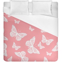 Pink And White Butterflies Duvet Cover (king Size) by SpinnyChairDesigns