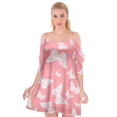 Pink And White Butterflies Cutout Spaghetti Strap Chiffon Dress by SpinnyChairDesigns