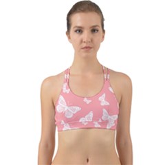 Pink And White Butterflies Back Web Sports Bra by SpinnyChairDesigns