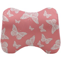 Pink And White Butterflies Head Support Cushion by SpinnyChairDesigns