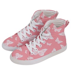 Pink And White Butterflies Men s Hi-top Skate Sneakers by SpinnyChairDesigns