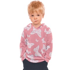 Pink And White Butterflies Kids  Overhead Hoodie by SpinnyChairDesigns