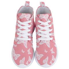 Pink And White Butterflies Women s Lightweight High Top Sneakers by SpinnyChairDesigns