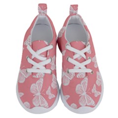 Pink And White Butterflies Running Shoes by SpinnyChairDesigns