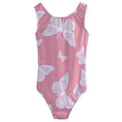 Pink And White Butterflies Kids  Cut-out Back One Piece Swimsuit by SpinnyChairDesigns