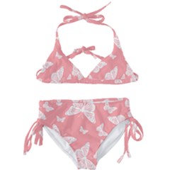 Pink And White Butterflies Kids  Classic Bikini Set by SpinnyChairDesigns