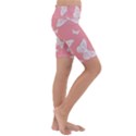 Pink and White Butterflies Kids  Lightweight Velour Cropped Yoga Leggings View3