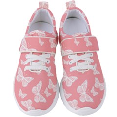 Pink And White Butterflies Women s Velcro Strap Shoes by SpinnyChairDesigns