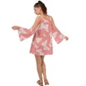 Pink and White Butterflies Kimono Sleeves Boho Dress View2