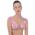 Pink and White Butterflies Cap Sleeve Ring Bikini Top View1