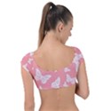 Pink and White Butterflies Cap Sleeve Ring Bikini Top View2