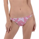 Pink and White Butterflies Ring Detail Bikini Bottom View1