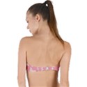 Pink and White Butterflies Twist Bandeau Bikini Top View2