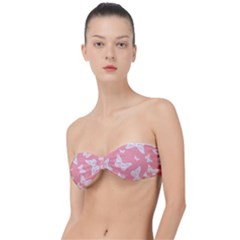 Pink And White Butterflies Classic Bandeau Bikini Top  by SpinnyChairDesigns