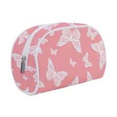 Pink And White Butterflies Makeup Case (small) by SpinnyChairDesigns