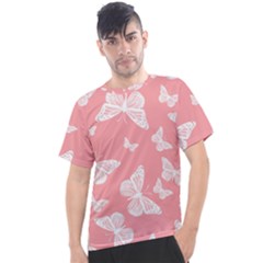 Pink And White Butterflies Men s Sport Top