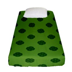 Green Four Leaf Clover Pattern Fitted Sheet (single Size) by SpinnyChairDesigns