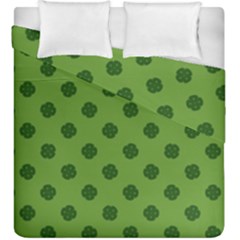 Green Four Leaf Clover Pattern Duvet Cover Double Side (king Size) by SpinnyChairDesigns