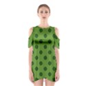 Green Four Leaf Clover Pattern Shoulder Cutout One Piece Dress View1