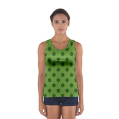 Green Four Leaf Clover Pattern Sport Tank Top  by SpinnyChairDesigns