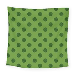 Green Four Leaf Clover Pattern Square Tapestry (large) by SpinnyChairDesigns