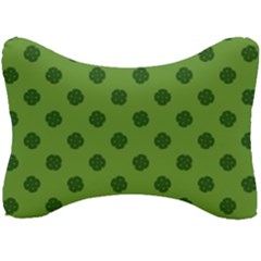 Green Four Leaf Clover Pattern Seat Head Rest Cushion by SpinnyChairDesigns