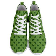 Green Four Leaf Clover Pattern Men s Lightweight High Top Sneakers by SpinnyChairDesigns