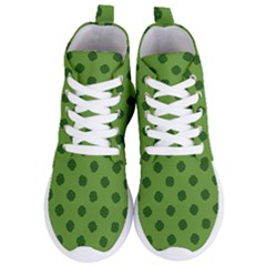 Green Four Leaf Clover Pattern Women s Lightweight High Top Sneakers by SpinnyChairDesigns