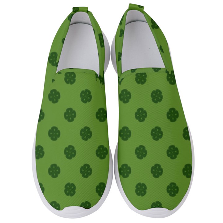 Green Four Leaf Clover Pattern Men s Slip On Sneakers