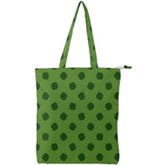 Green Four Leaf Clover Pattern Double Zip Up Tote Bag by SpinnyChairDesigns