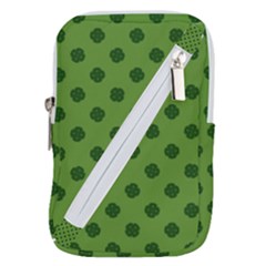 Green Four Leaf Clover Pattern Belt Pouch Bag (large) by SpinnyChairDesigns