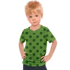 Green Four Leaf Clover Pattern Kids  Sports Tee