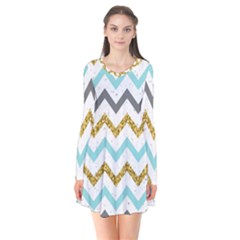 Chevron  Long Sleeve V-neck Flare Dress by Sobalvarro