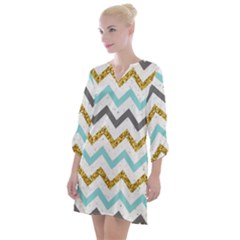 Chevron  Open Neck Shift Dress