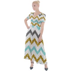 Chevron  Button Up Short Sleeve Maxi Dress