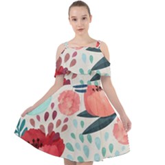 Floral  Cut Out Shoulders Chiffon Dress by Sobalvarro