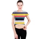 Horizontal Colored Stripes Crew Neck Crop Top View1