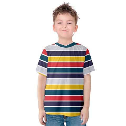 Horizontal Colored Stripes Kids  Cotton Tee by tmsartbazaar