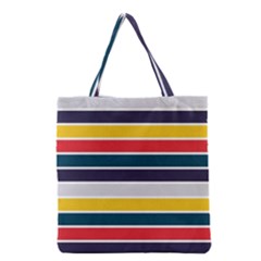 Horizontal Colored Stripes Grocery Tote Bag by tmsartbazaar