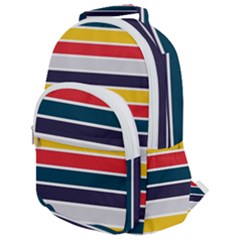 Horizontal Colored Stripes Rounded Multi Pocket Backpack by tmsartbazaar