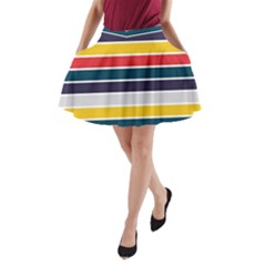 Horizontal Colored Stripes A-line Pocket Skirt by tmsartbazaar