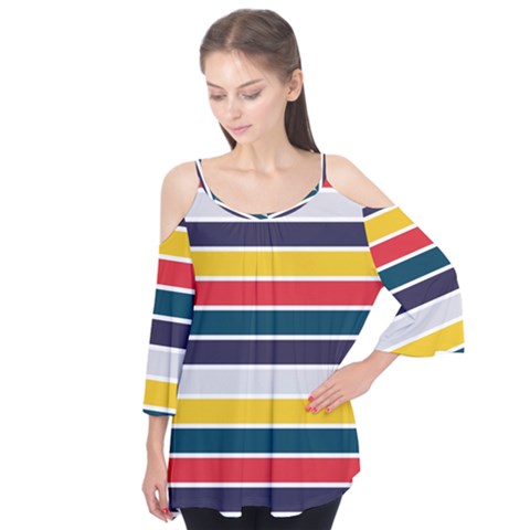 Horizontal Colored Stripes Flutter Tees by tmsartbazaar