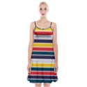 Horizontal Colored Stripes Spaghetti Strap Velvet Dress View1