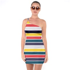 Horizontal Colored Stripes One Soulder Bodycon Dress by tmsartbazaar