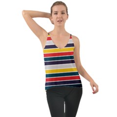 Horizontal Colored Stripes Chiffon Cami by tmsartbazaar