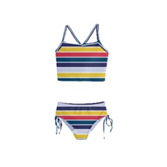 Horizontal Colored Stripes Girls  Tankini Swimsuit by tmsartbazaar