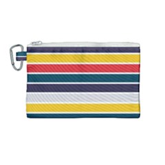 Horizontal Colored Stripes Canvas Cosmetic Bag (medium) by tmsartbazaar